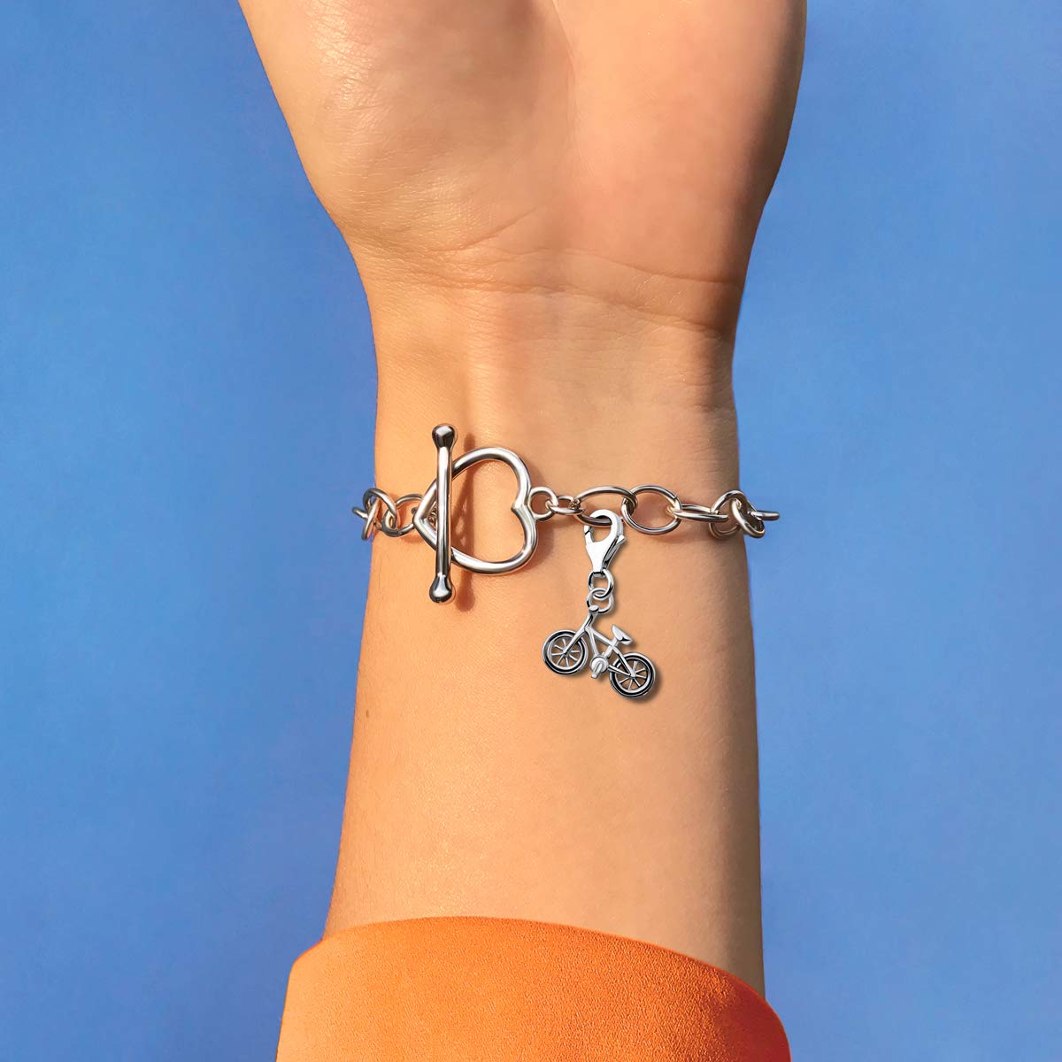 Quiges Charm con Cierre Plateado Bicicleta Abalorios Joyería de Mujer
