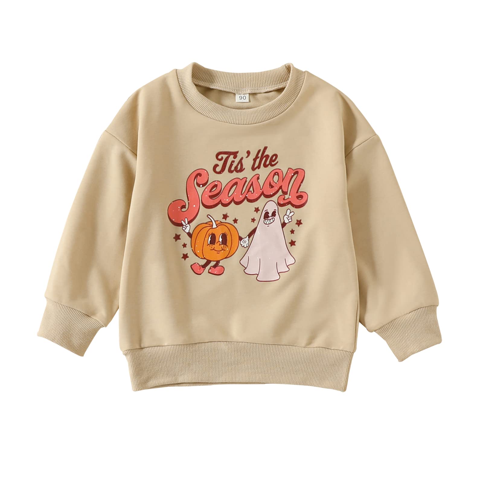 Toddler Baby Halloween Outfit Boy Girl Pumpkin Sweatshirt Crewneck Pullover Sweater Long Sleeve Shirt Fall Clothes