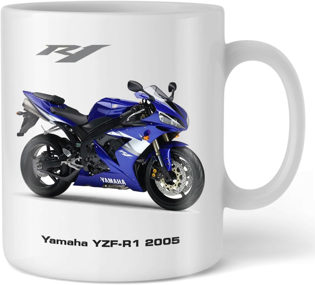 Motorbike Mug with YAMAHA YZF R1 Picture 2005 Blue(CDM-YM05-R1-BLU) Motorcycle Gift