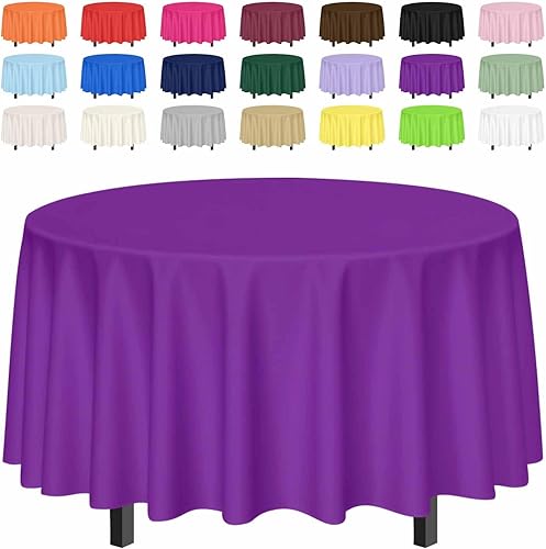 Miniatura 13 de SietDESEO Paquete de 2 manteles redondos de cuadros azul claro de 84 x 84 pulgadas, manteles desechables a cuadros azules y blancos, para camping