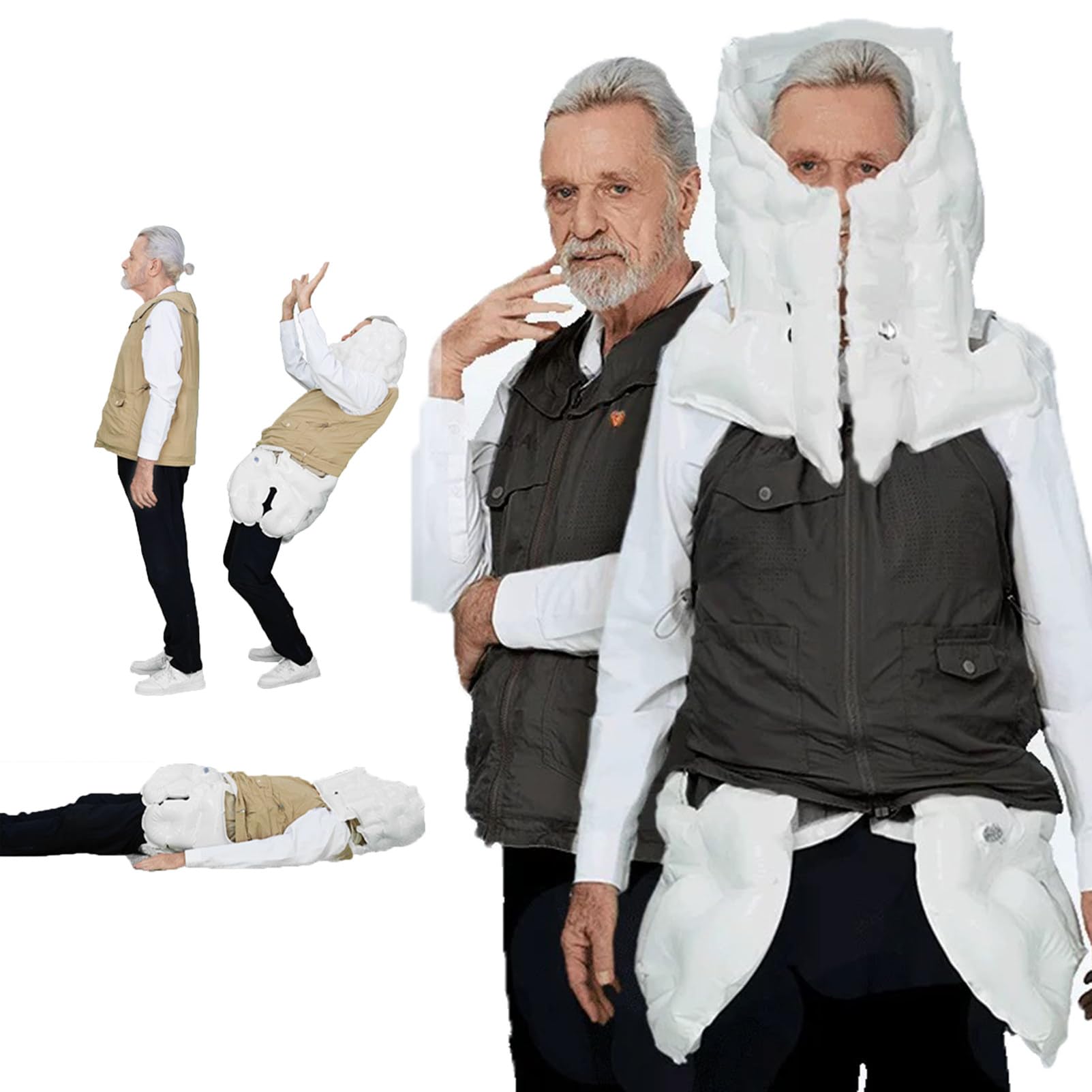 Gilet Airbag LéGer Et Antichute, Veste Airbag Intelligente Et Portable Avec Application, éQuipement De Protection Antichute RéUtilisable Pour Personnes âGéEs,Black(Mr)-L