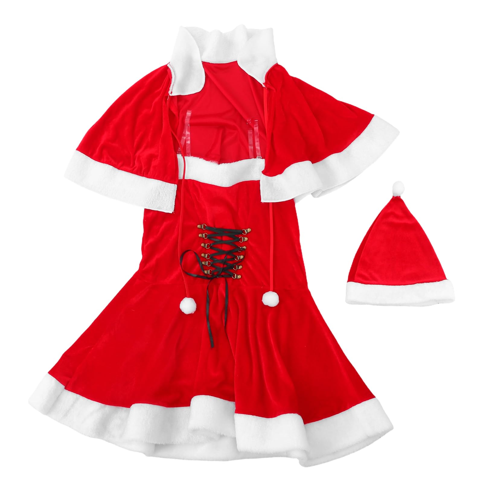Disfraz de Señora Claus Sombrero Vestido Navideño para Mujer Atuendo Festivo para Fiestas de Navidad y Celebraciones