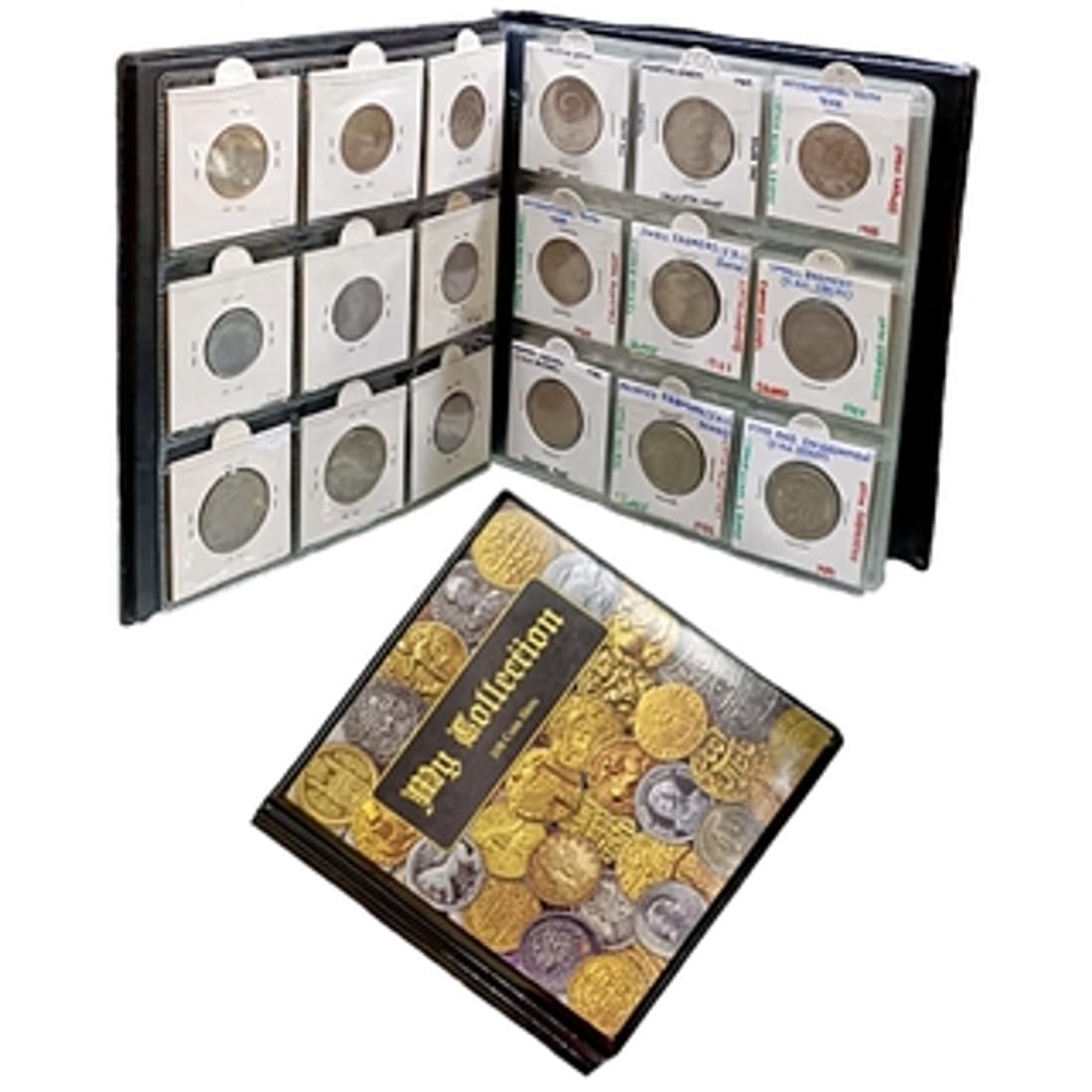 ihc ~ 108 coin album / (with holders) 3 different size holders