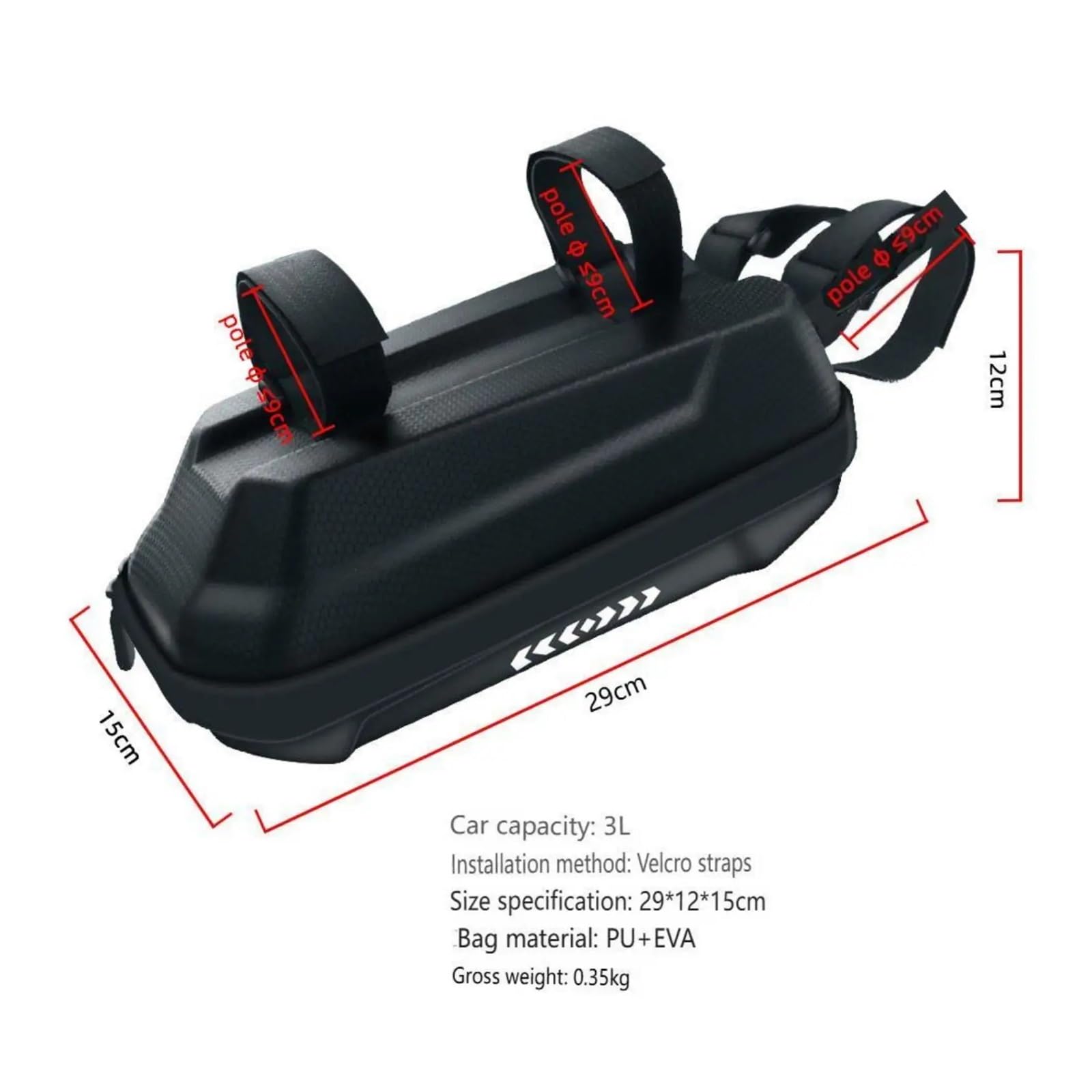 1 borsa for testa anteriore impermeabile in EVA for bici | Conserva piccoli oggetti for andare in bicicletta e sullo scooter elettrico.(L)