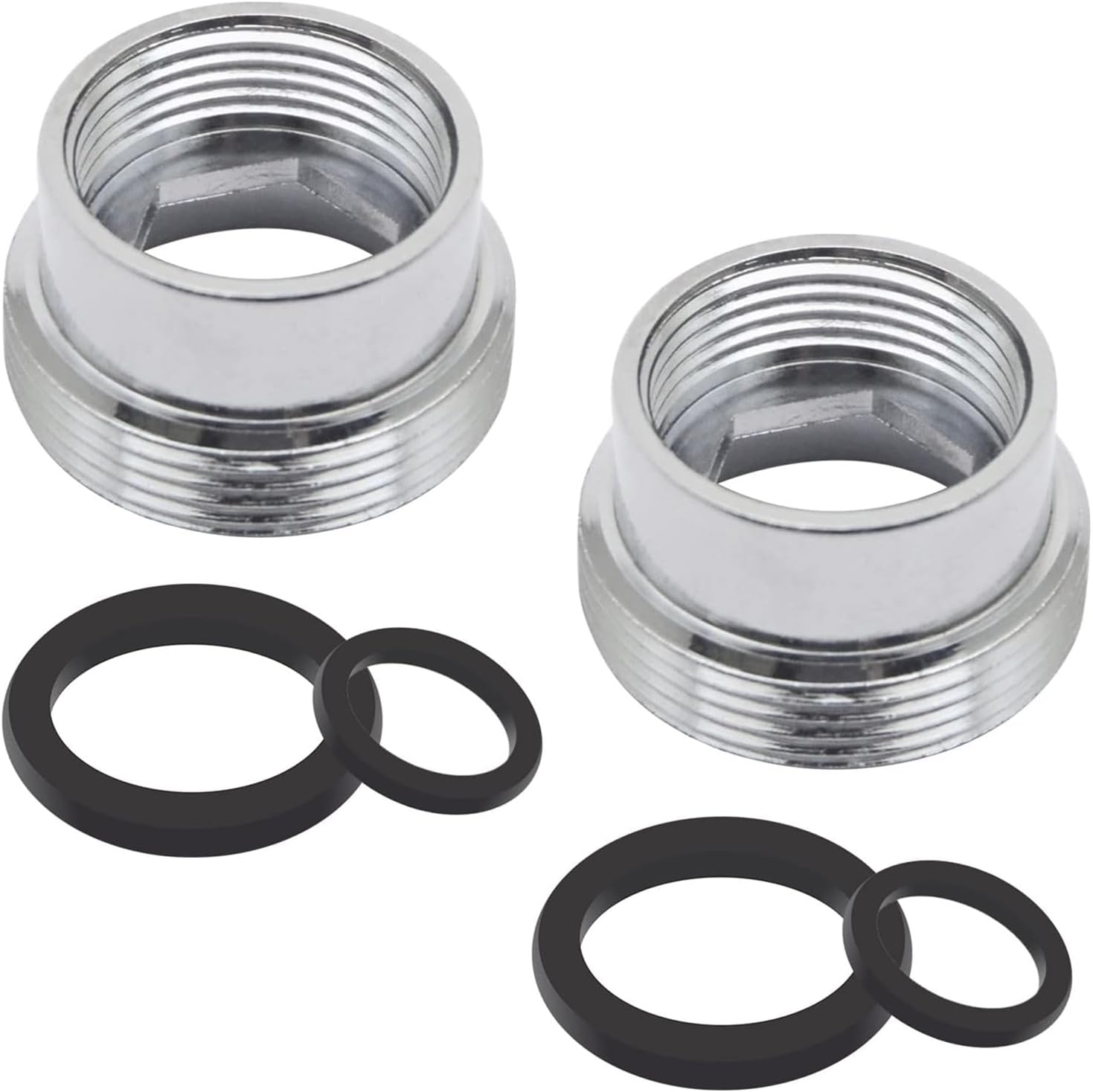 JCZD 2 Pcs Faucet Adapter, Tap Aerator Connector for Bathroom Kitchen Water Purifier Faucet Adapter Faucet Aerator Water Purifier Adapter (16mm Female to 22mm Male)