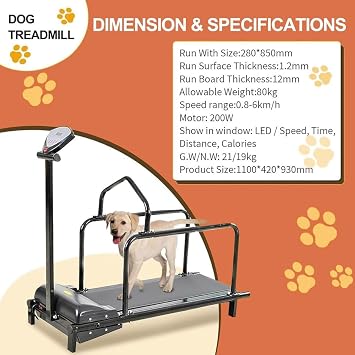 Dog Treadmill for Large Dogs, Indoor Pet Running Machine, Pet Running Machine, with LCD Display Screen, Slat Mill to Keep Dogs Active & Fit