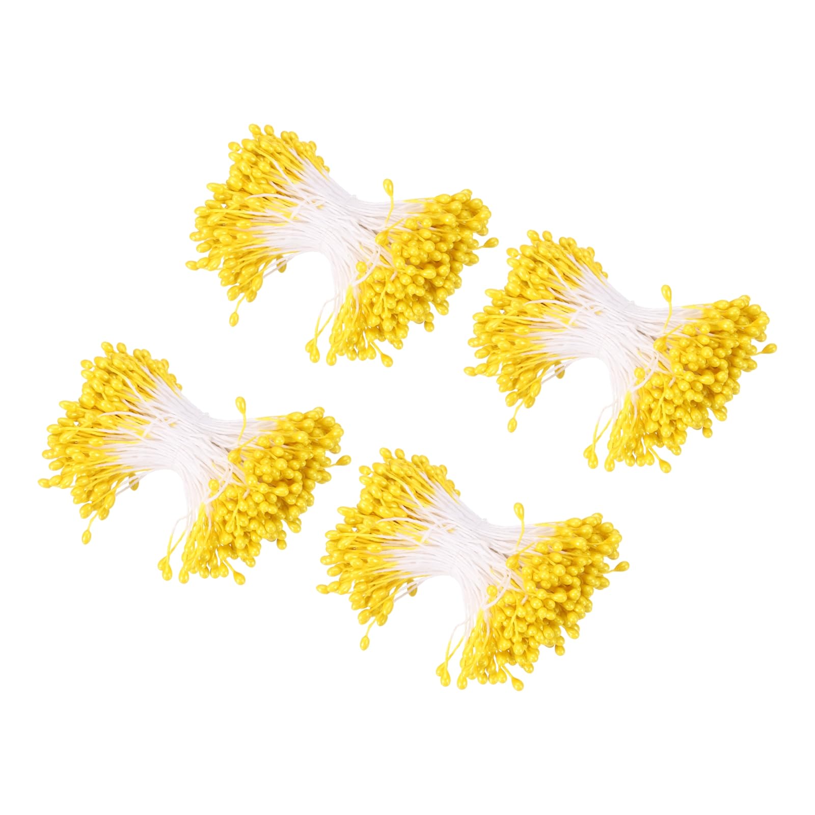 sourcing map 3mm Double Head Flower Stamen 960 Pcs Bright Artificial Floral Stamens Pistil for Christmas Wedding Flowers Making Scrapbook Decoration DIY Crafts, Yellow