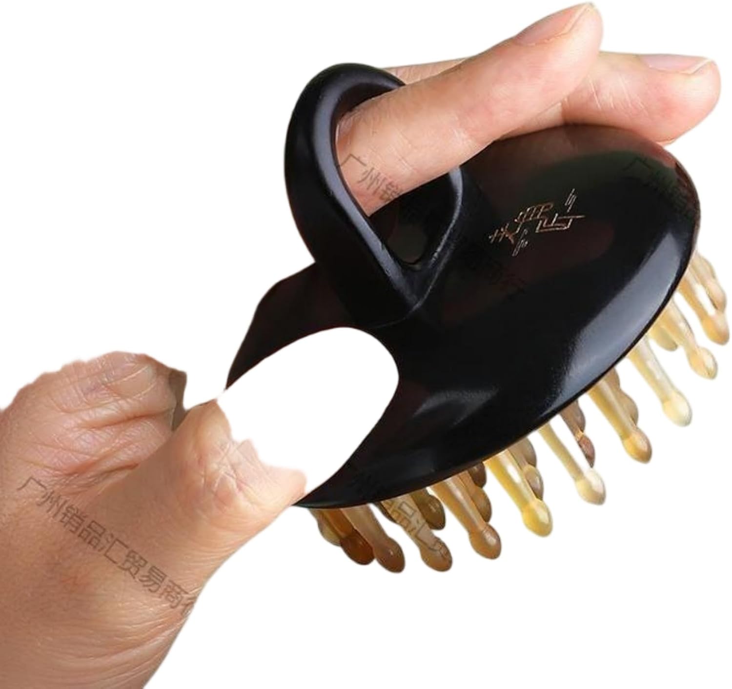 Body Massage Tool Set-1545 牛角按摩梳 Scalp Massage Comb,家用天然头部经络梳子