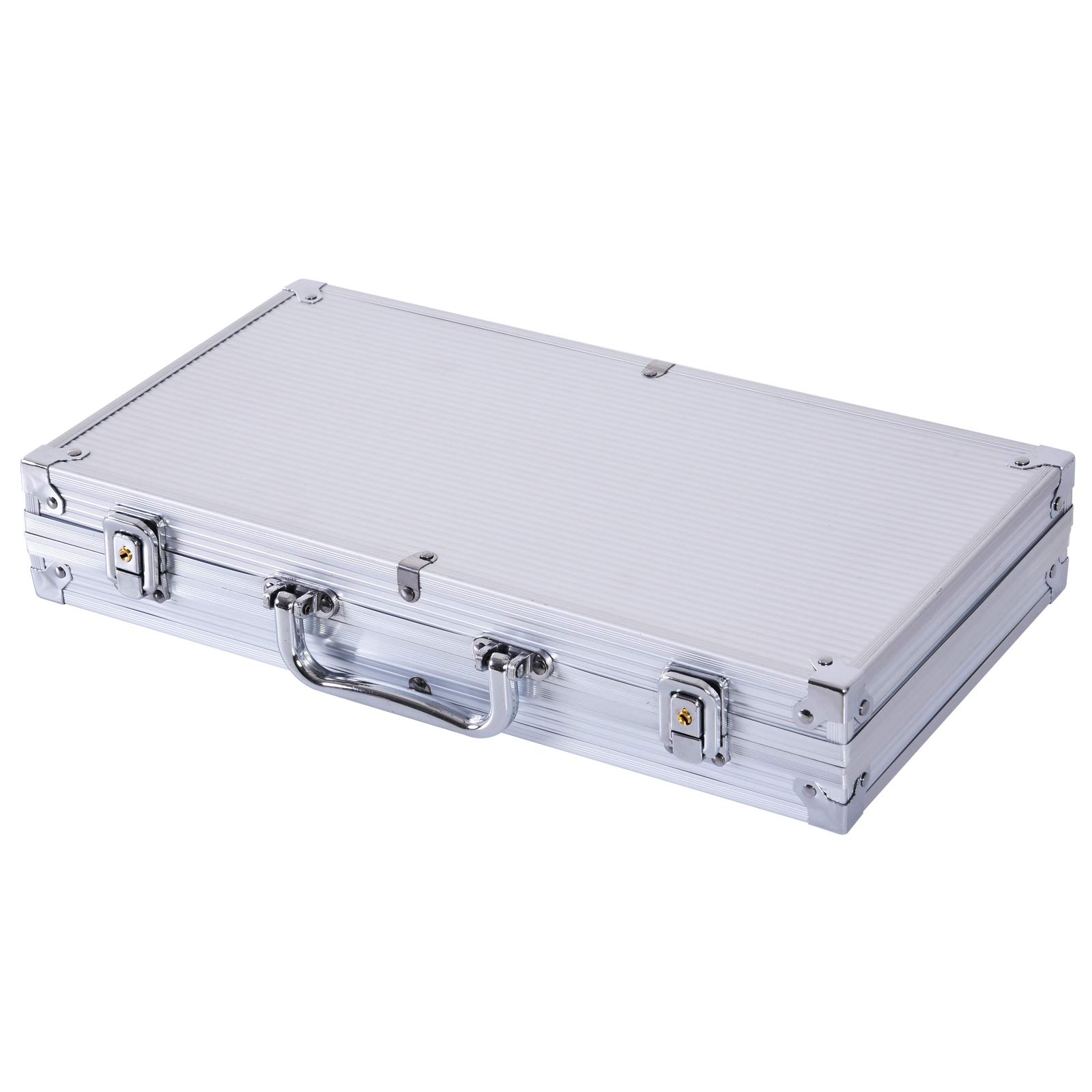 HOMCOM Maletín de Poker Profesional de Aluminio con 300 Fichas Juego Set de Poker Casino con 5 Dados 2 Barajas de Cartas y 1 Ficha de Crupier 38x20,5x6,5 cm Multicolor