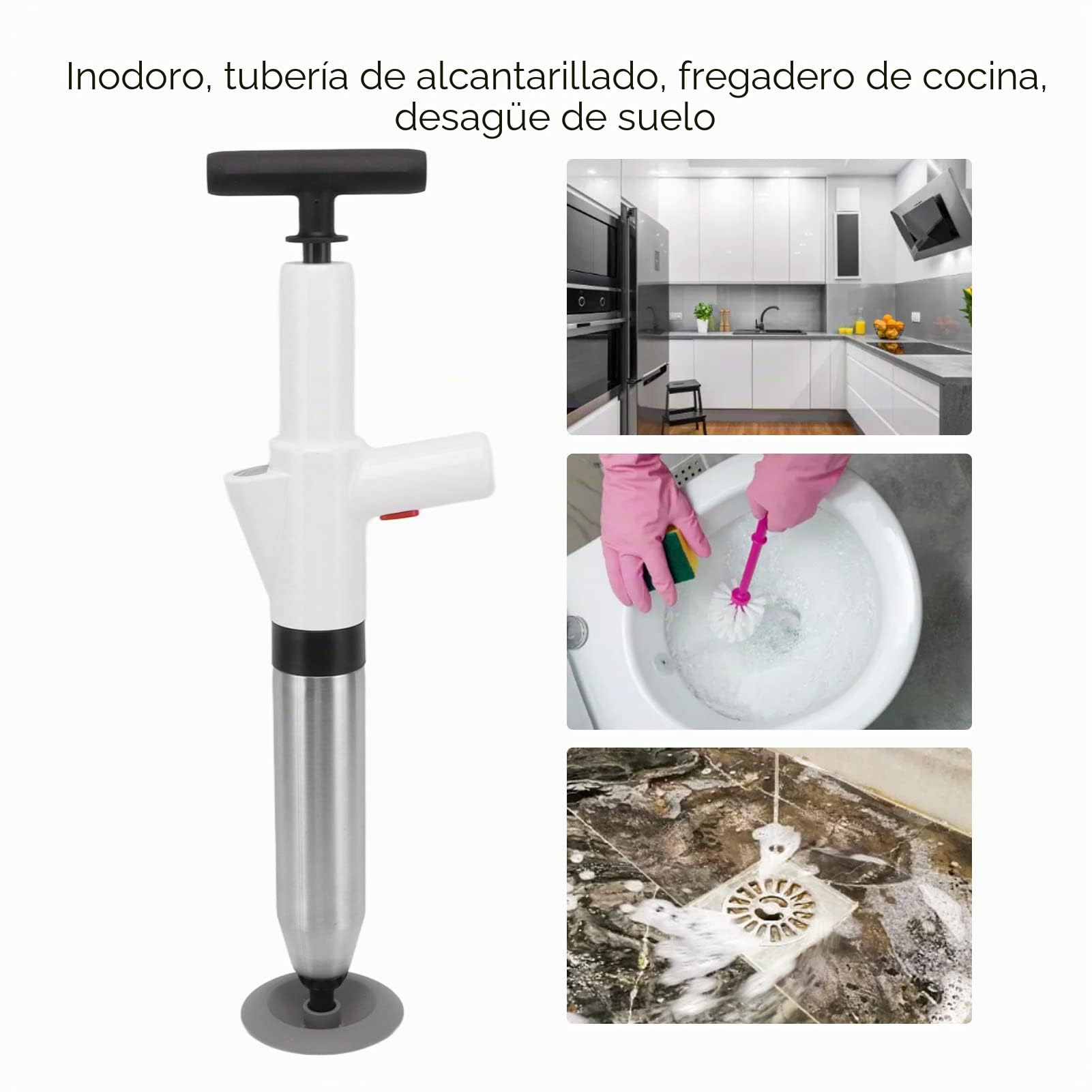 banapoy Desatascador de Inodoros, Manual Bomba Drenaje de Presión de Aire Herramientas de Dragado para Tuberías de Alcantarillado, Fregadero de La Cocina, Desagüe de Piso, Cuarto de Baño