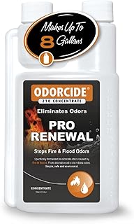 Odorcide Pro Renewal Fire & Flood Odor Eliminator Concentrate – Smoke Odor Eliminator for Strong Odor on Walls, Carpet, Upholstery – Mildew Odor Remover w/Non-Enzymatic Formula (16 oz)