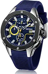 Relógios esportivos masculinos de quartzo, com cronógrafo, luminoso e função à prova d'água, pulseira de silicone