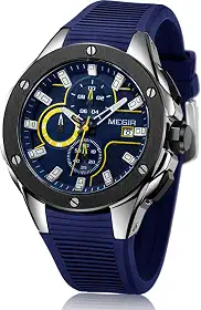 Relógios esportivos masculinos de quartzo, com cronógrafo, luminoso e função à prova d'água, pulseira de silicone