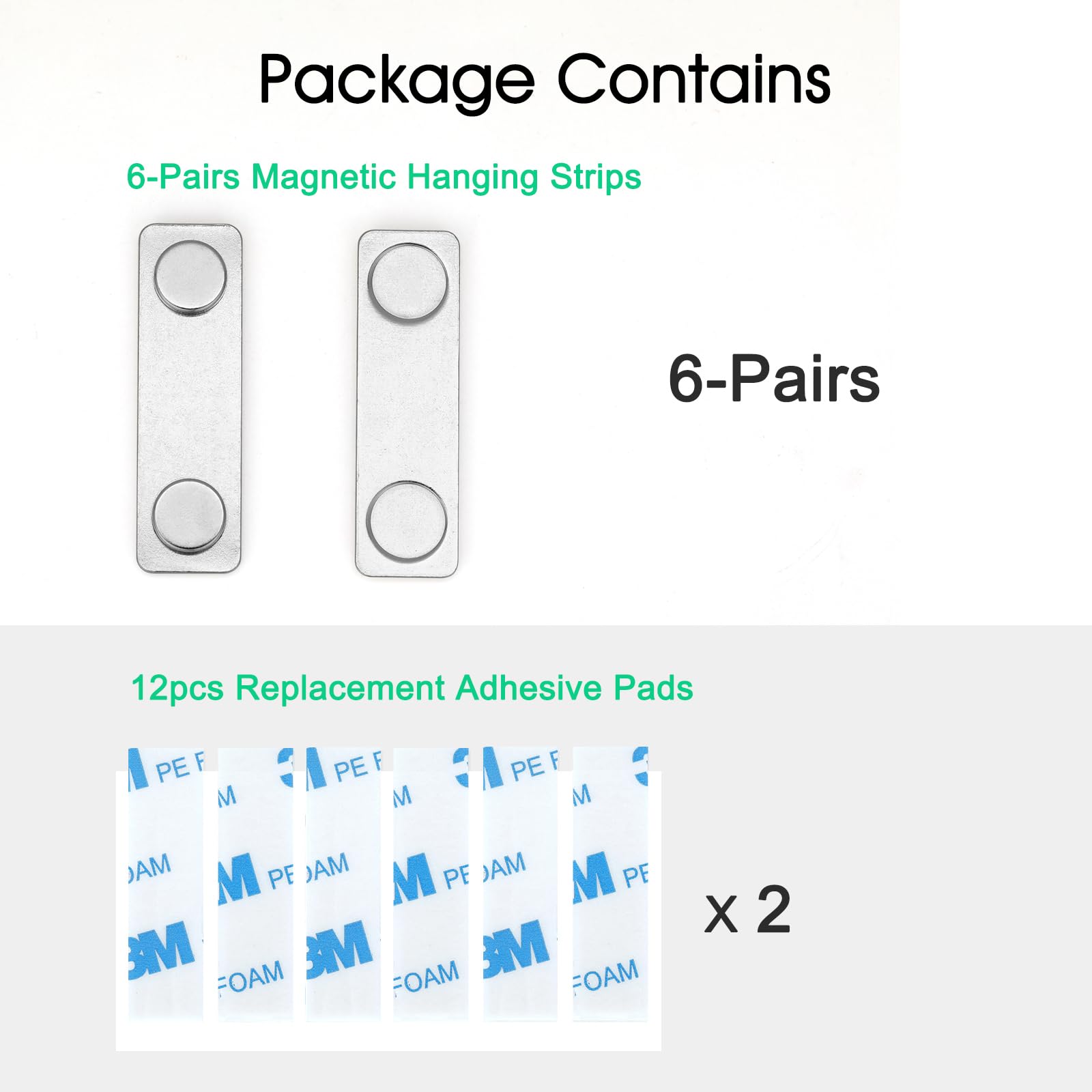 6 paia di strisce magnetiche per appendere quadri, fissaggio magnetico rimovibile e senza danni, strisce adesive per appendere cornici e decorazioni per la casa