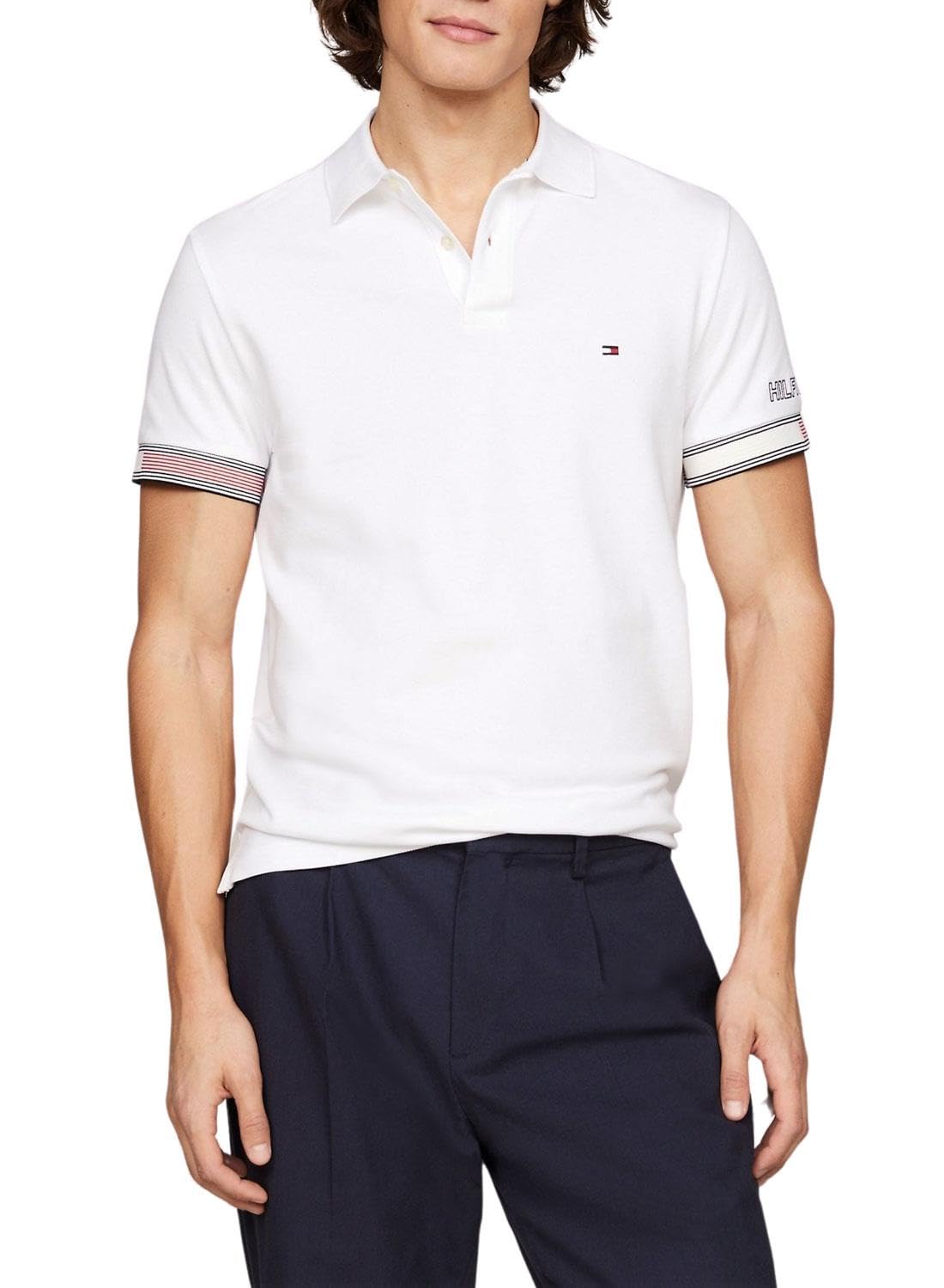 Tommy Hilfiger Hombre Polo de Manga Corta Slim Fit, Verde (Faded Olive), M