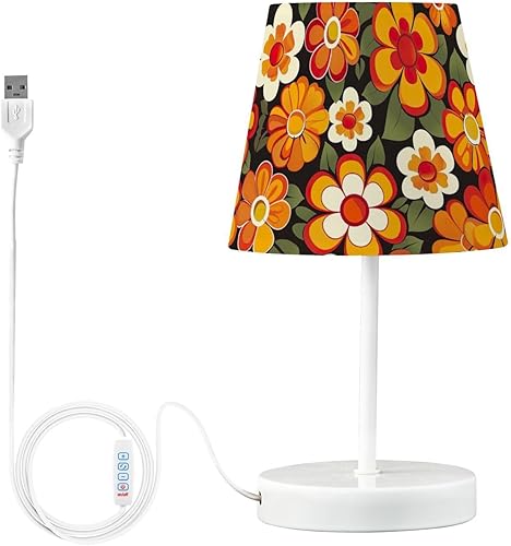 Miniatura 2 de Lámparas de mesita de noche para dormitorio, lámpara de mesita de noche naranja retro con puerto USB
