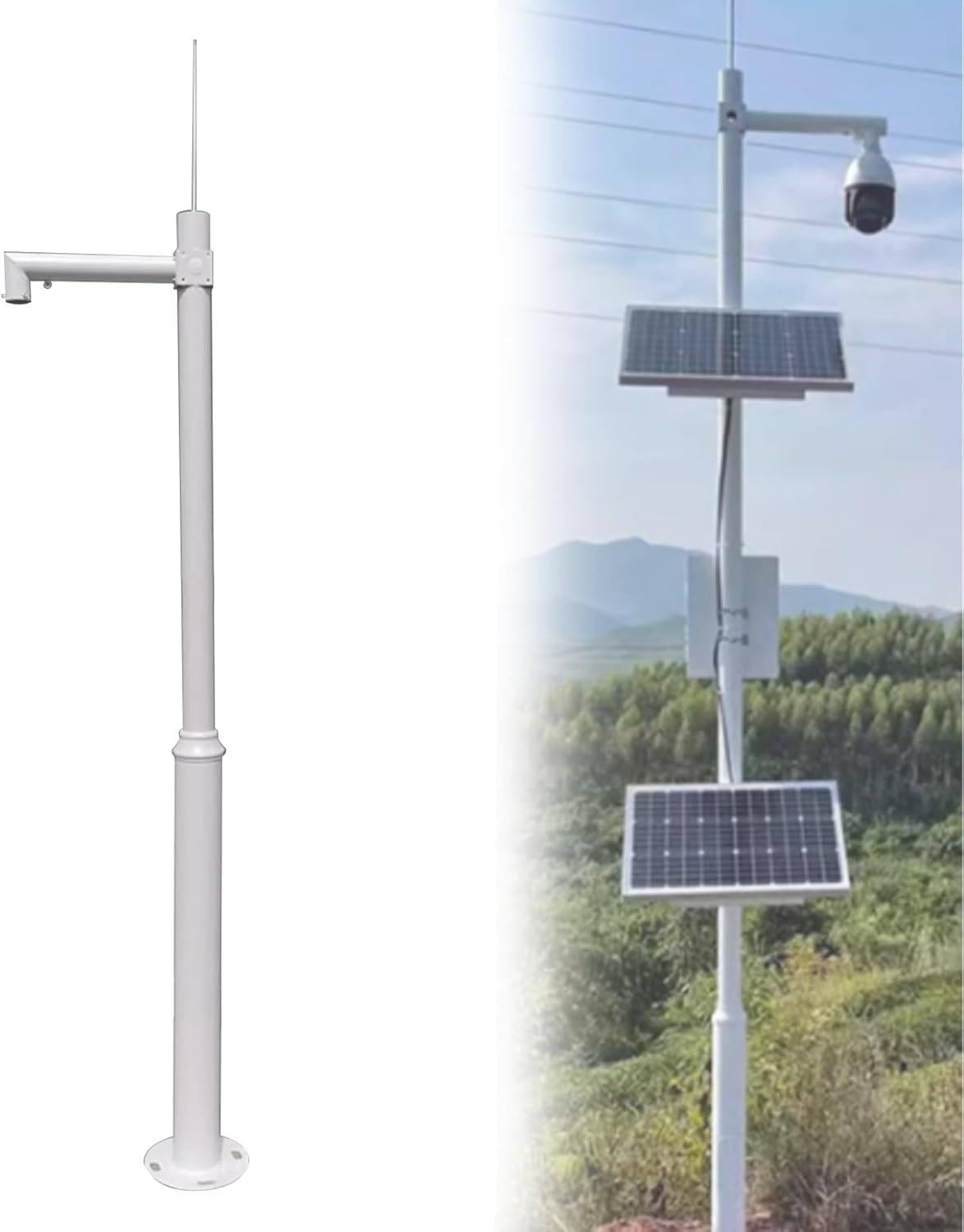 Supporto universale per telecamera di sorveglianza, palo di sicurezza regolabile in altezza con staffe di montaggio per uso commerciale e residenziale all'aperto