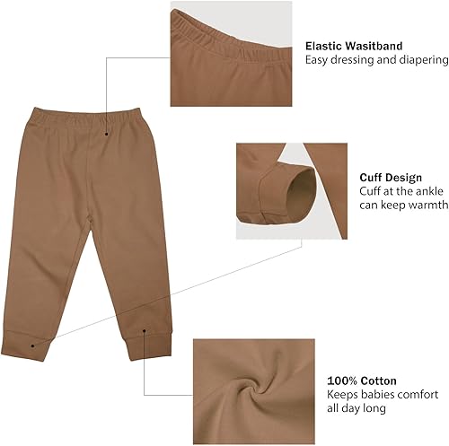 Miniatura 4 de SOBOWO Pantalones deportivos sólidos para bebé, unisex, de algodón, para recién nacidos, niñas de 0 a 24 meses