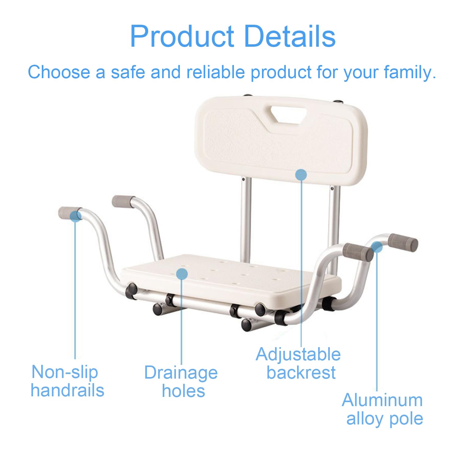 Sedile Per Vasca Da Bagno Con Schienale,Per Anziani,Allungabile,Sehr Stabil Bis 150 Kg,Dispositivo Di Assistenza Per Il Bagno Adatto Ad Anziani, Disabili e Donne In Gravidanza,58-80cm