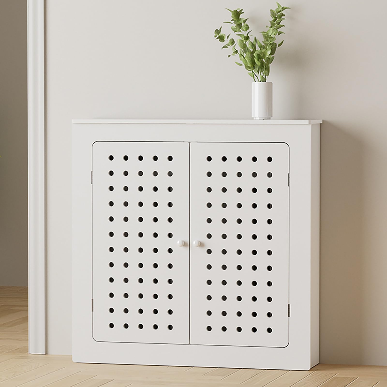 Estante para radiador elegante blanco para transformar zonas de calefacción en recibidores