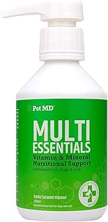 Pet MD Multi Essentials Complete Multivitamin for Dogs & Cats - Vitamin B for Dogs - Cat Vitamins - Dog Multivitamin - Dog Calcium Supplement - Vitamins for Senior Dogs & Puppies - 250 mL