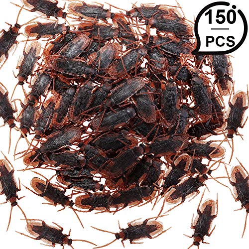 Gejoy 150 Stücke Halloween Kunststoff Kakerlake Realistische Kakerlake Gefälschte Trick Witz Spielzeuge für Halloween Streich Insekten