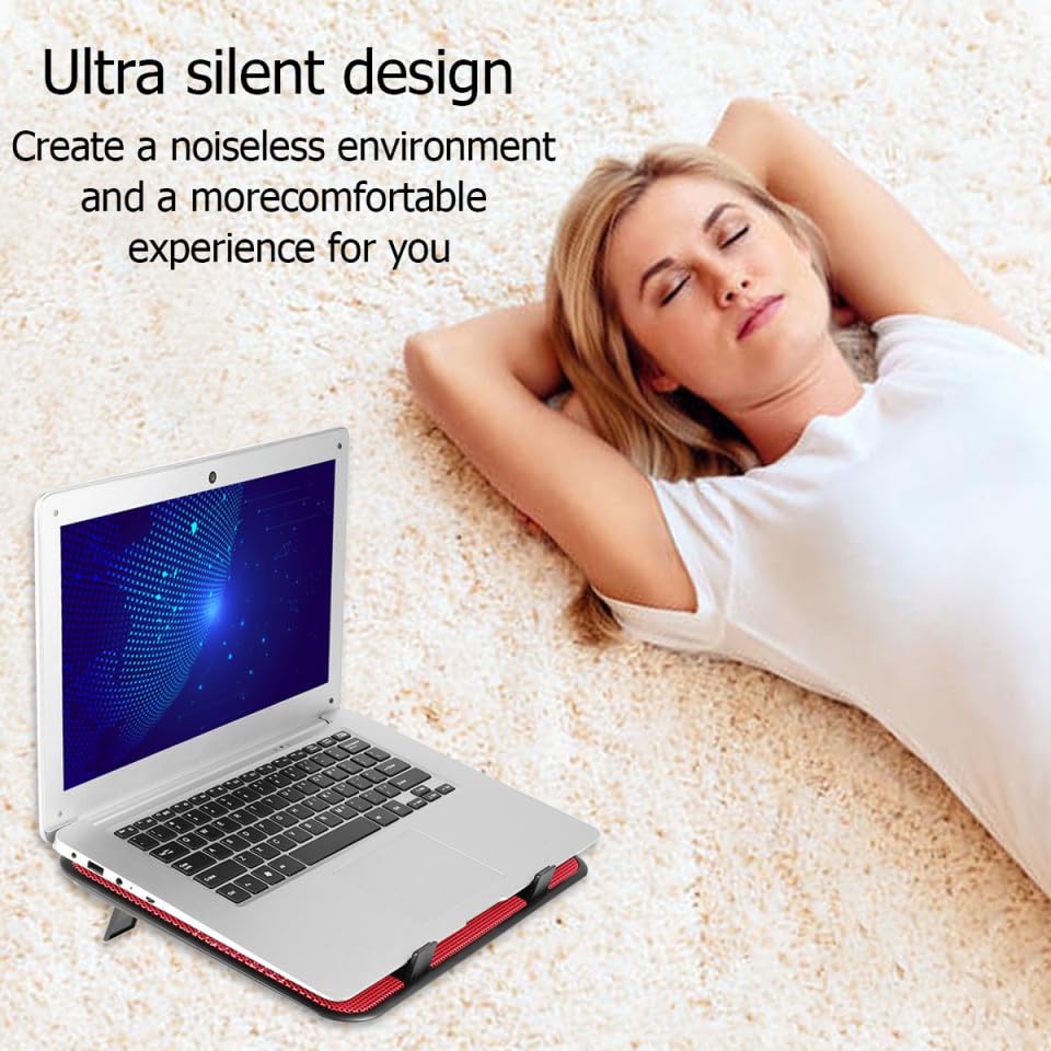LABRIMP base refrigerante para notebook con dos ventiladores silenciosos USB rojo miniatura 5