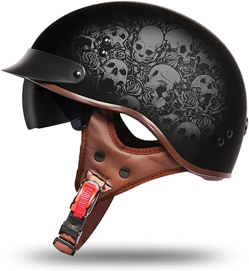 ZHEN Casco Jet Portatile retrò Casco Moto Vintage Ciotola Casco SeMiaperto  Estivo con Visiera Parasole per Elicottero Pilota Moto Cruiser, Approvato  ECE : Amazon.it: Auto e Moto