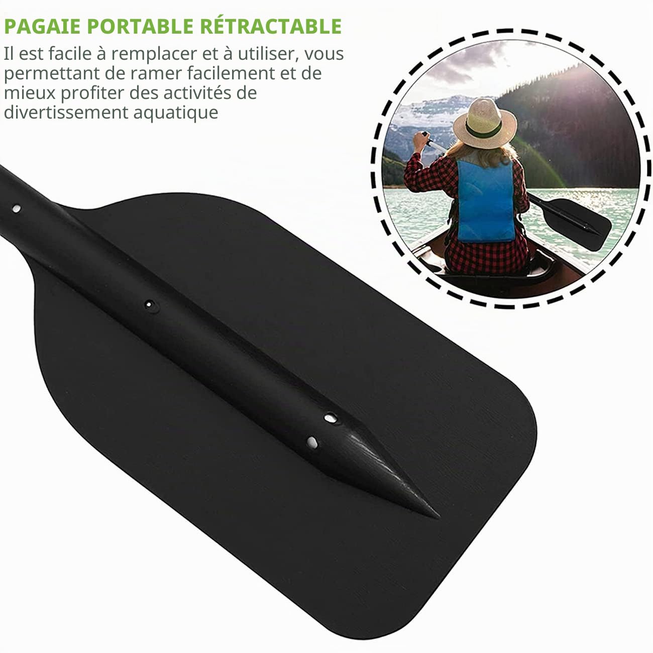 Lot de 2 pagaies télescopiques en plastique pour bateau - Rame pliable pour jet et canoë