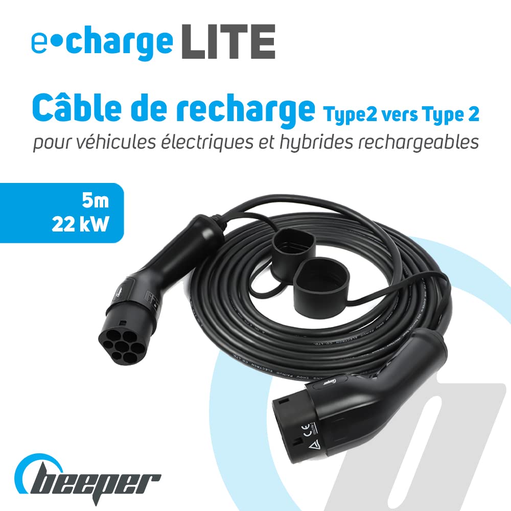 Beeper - Kabel ładujący typu 2 do typu 2 do pojazdów elektrycznych i hybrydowych 22 KW 32A trójfazowy (5 m)