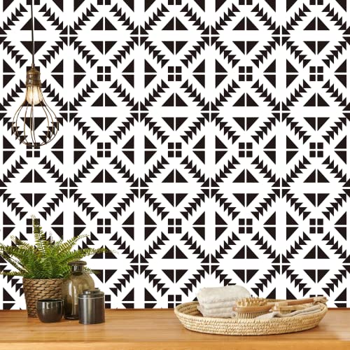 Jeweluck Black and White Peel and Stick Wallpaper Black and White Removable Wallpaper Peel and Stick Contact Paper Decorative 17.7” × 118.1” Geometric Self Adhesive Wall Paper for Kitchen Vinyl