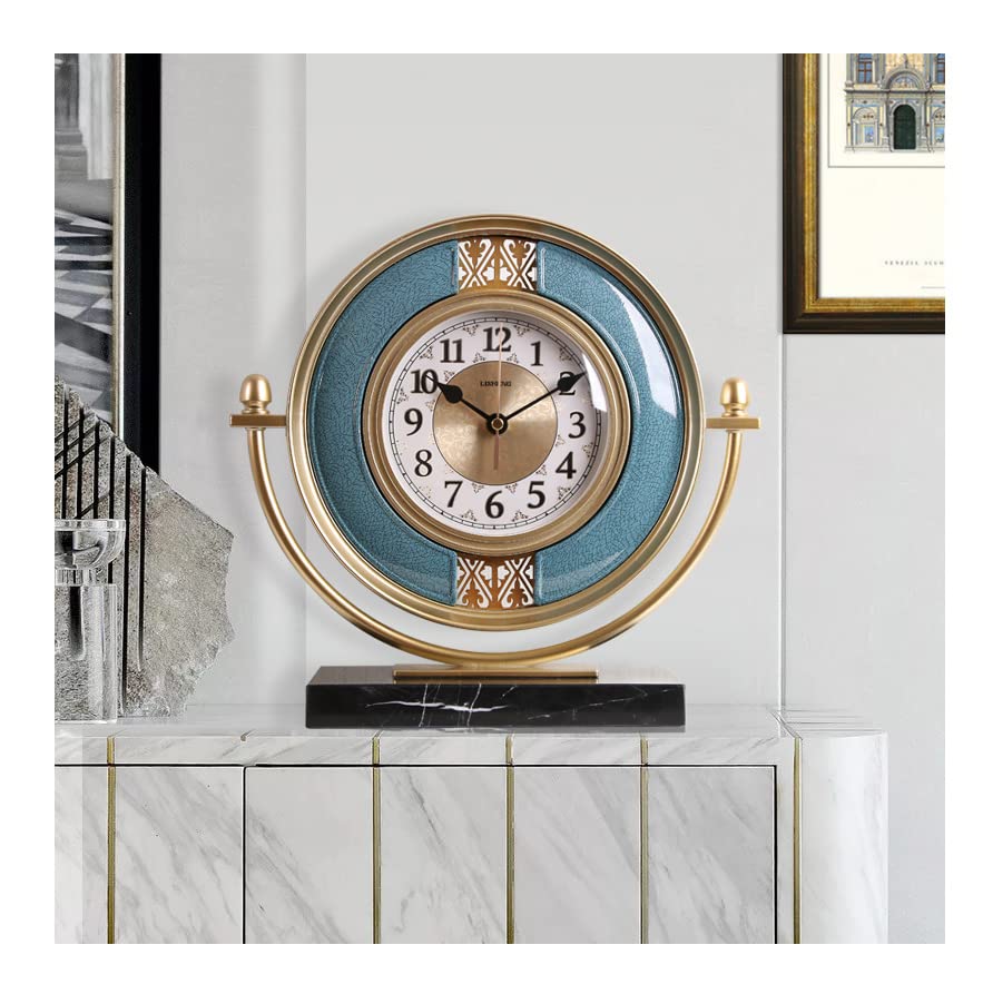 POIU Retro Table Clock Luxury Living Room Art Mute Digital Desk Clock Vintage Desktop Alarm Shelf Clocks Home Decor Gift Unique