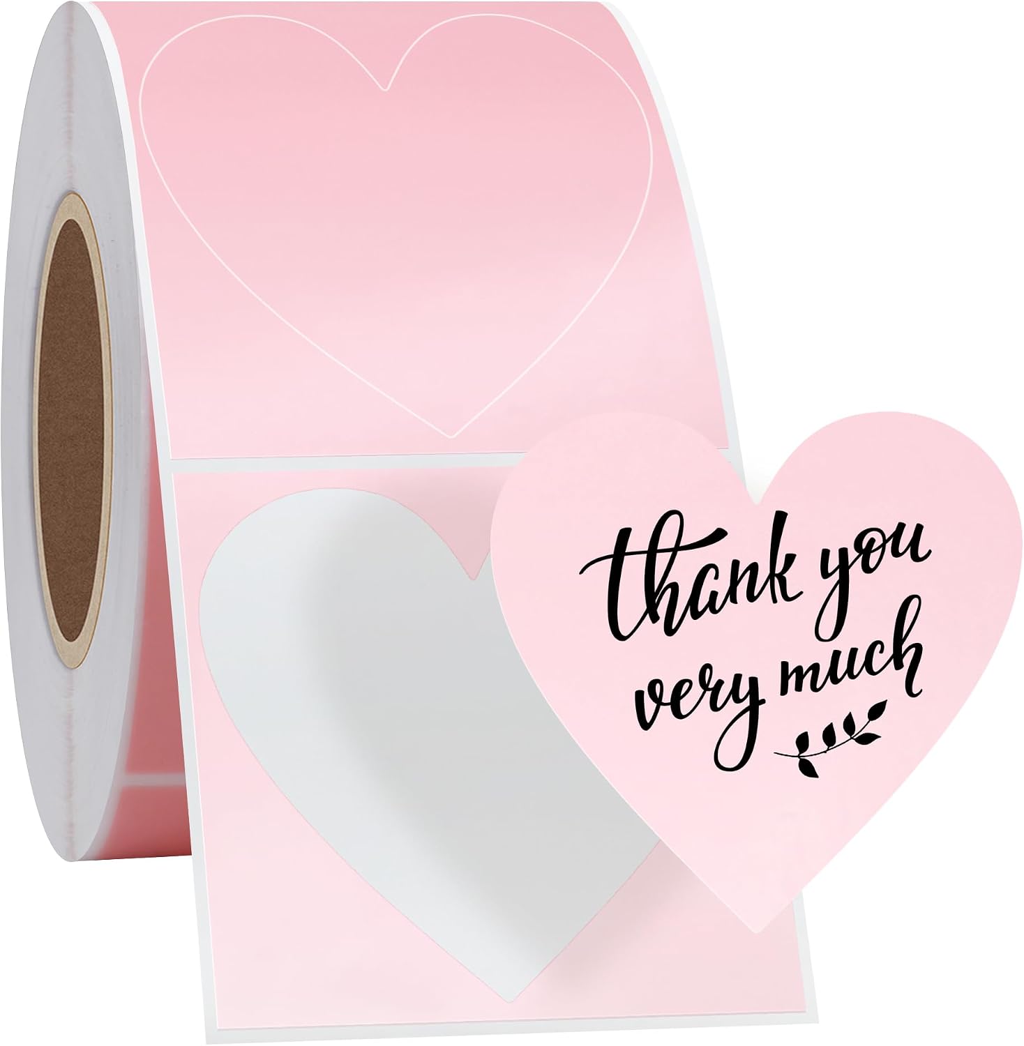 HYBSK 2 Inch Pink Heart Thermal Labels for Personalized Custom Supplies - Cute Thermal Printer Label for Small Business - 500pcs per Roll (Heart)