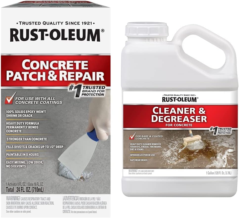 RustOleum 301012 Concrete Patch & Repair, 24 oz, Gray & 301243 Cleaner