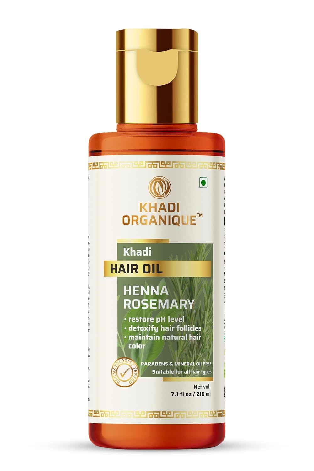 KHADI ORGANIQUEHenna Rosemary Hair Oil, 210 ml