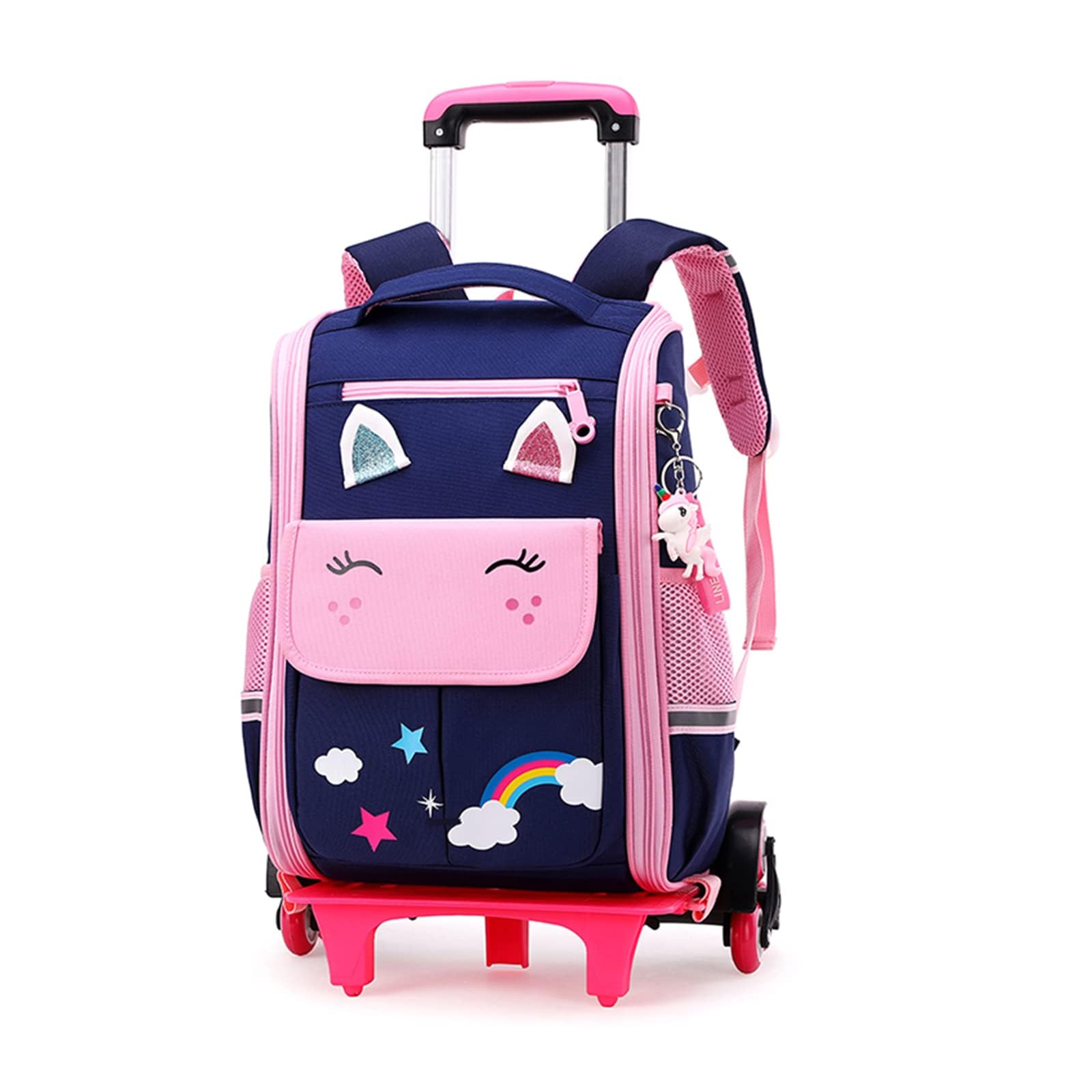 IvyH Mochila Escolar Trolley Con Ruedas Niña y Niños con Ruedas Mochilas con Ruedas Pequeña Guardería Mochila Bolsas Escolares de Dibujos Animados Impermeable Chica Mochilas 6-12 Años,