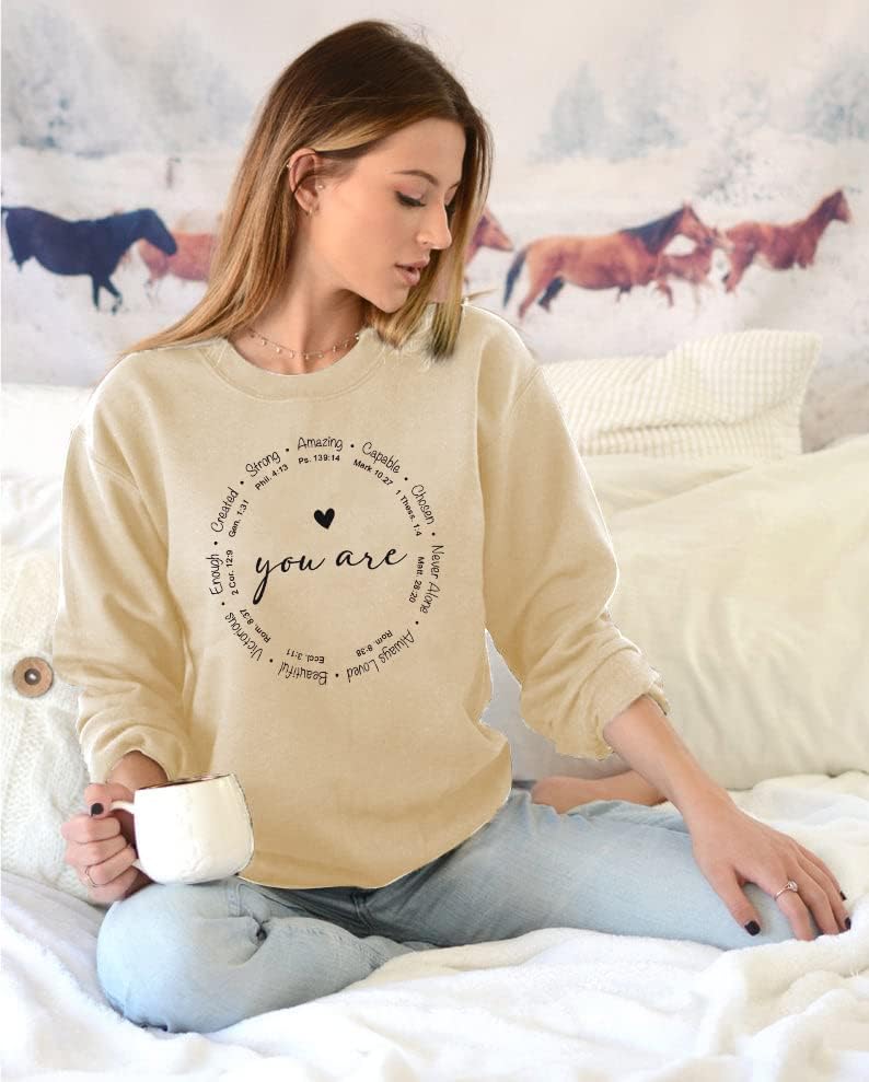 SUPEYA Christian Sweatshirt Women You are Inspiration Shirt Cute Heart Long Sleeve Blessed Saying Tops - Image 5