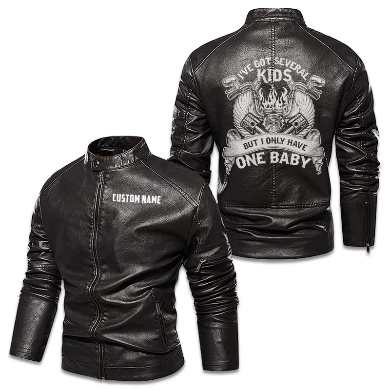 orealexpress Classic Winged Engine, Motorcycle Riding Jacket, Personalized Mens PU Leather Coat Custom Motorcycle Jacket Stand Collared Black