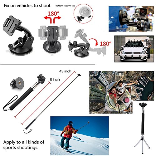 Image of Action Pro Accessories Kit Compatible with GoPro-13 /12 /11 /10 /9 /8 /7 /6 /5 /4 /3+ Session Accessory Bundle Set for Action Camera SJ4000 /SJ5000 /SJ6 /Xiaomi /Yi-Flotation Handle+Head Strap+Chest Strap