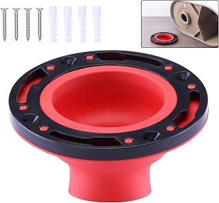 Toilet Flange Repair kit for 4" and 5" or Special 3" Drain Lines, Universal Toilet Flange for Easy Installation, Red