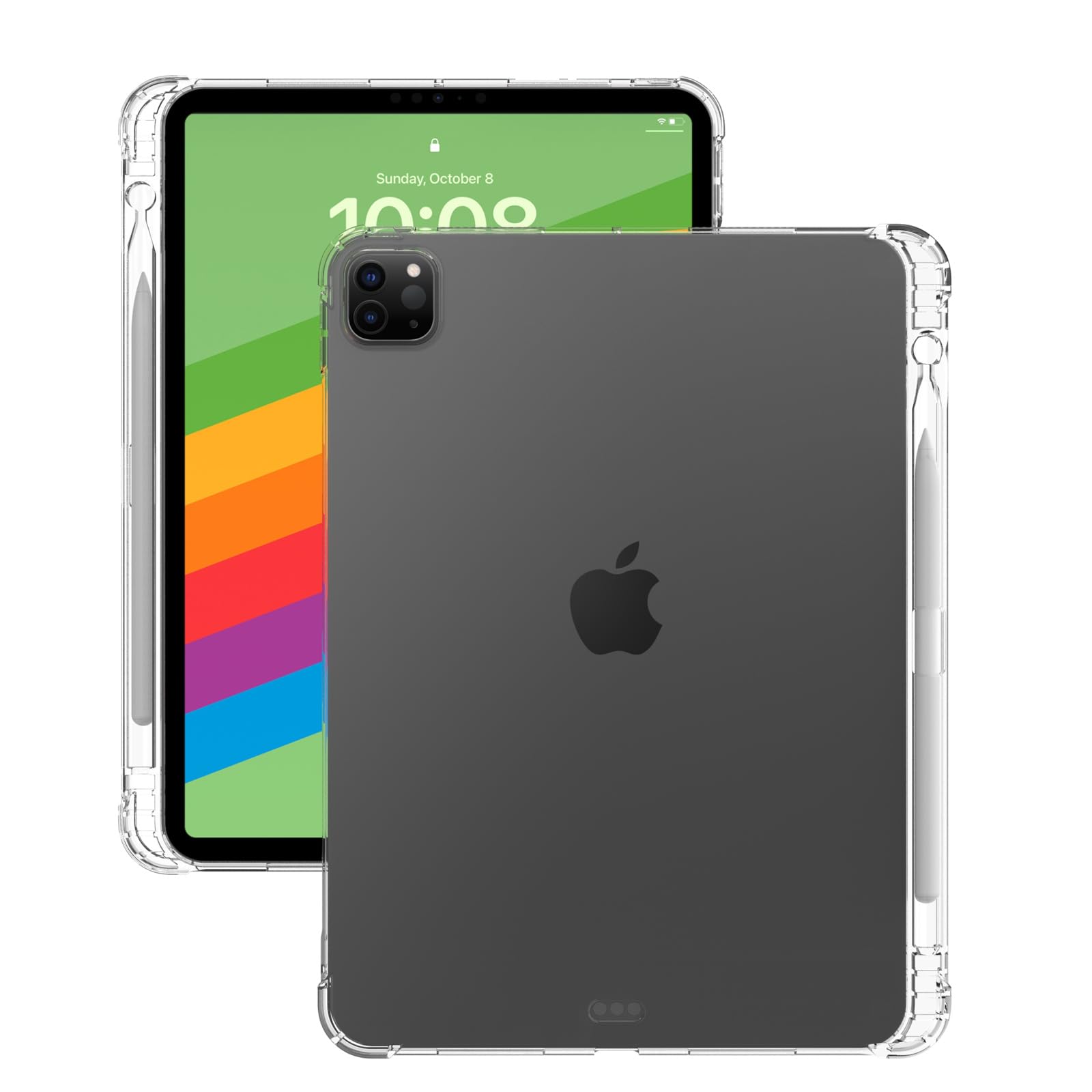 Dteck for iPad Pro 13-inch (M4/M5) Ultra Thin Clear Case 2024/2025 Release with Stylus Pencil Holder Slot - Soft TPU Slim Back Cover, Protective