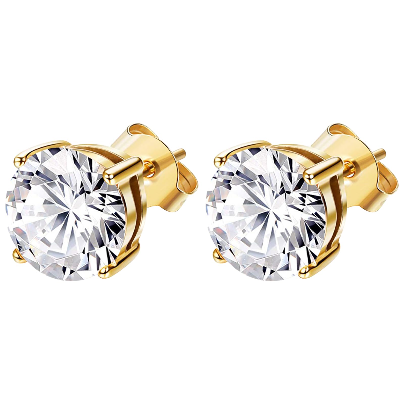 JewelryWe Pendientes Zirconia Diamante Unisex: Aretes Plata Oro Negro de Circonita Cúbica de Acero Inoxidable para Hombre y Mujer Hipoalergénico Antialérgico - Para Uso Diario Regalo