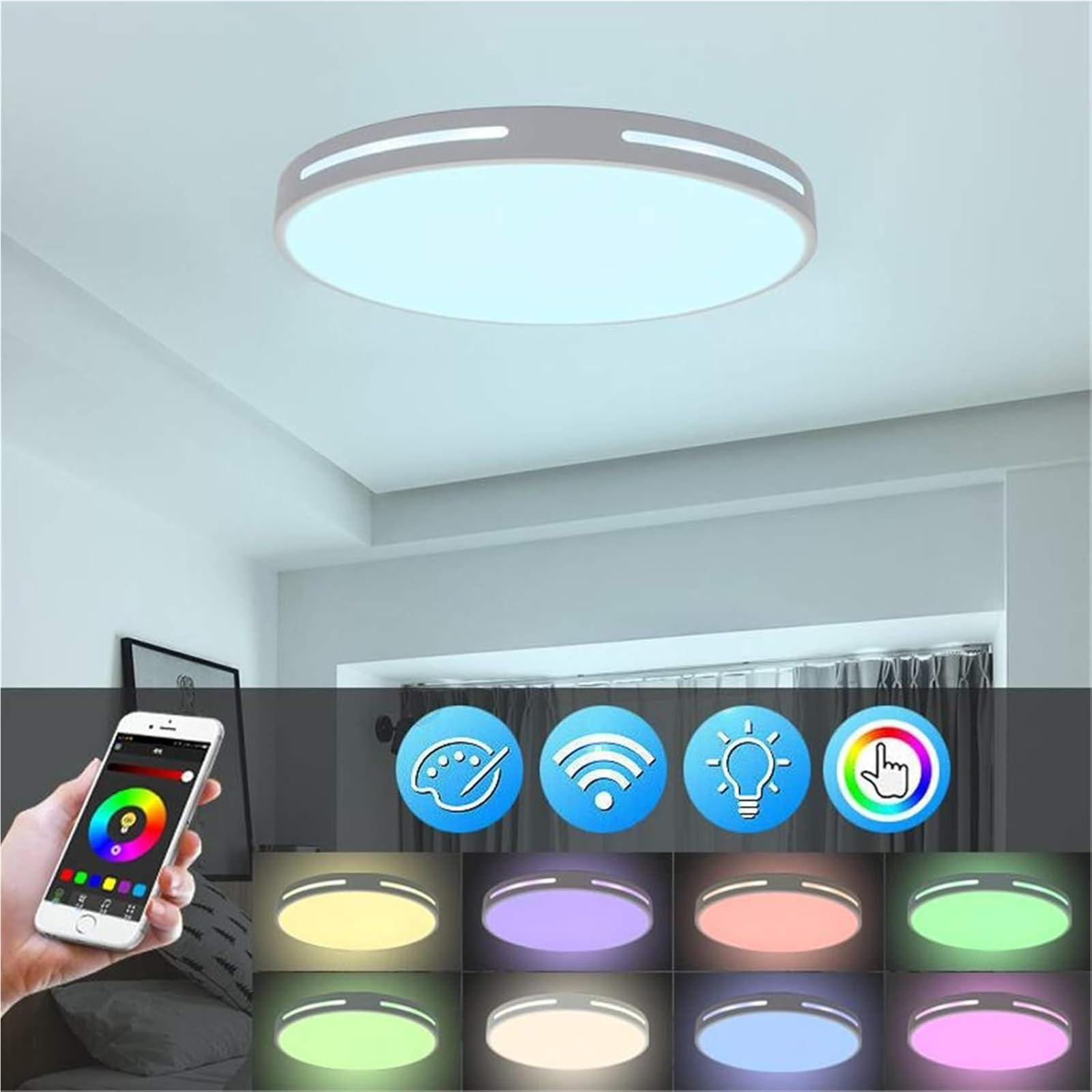 40 Cm Plafoniere Lampada Da Soffitto 48W Moderne Lampade Da Soffitto WiFi Compatibili Con Amazon Alexa Google Home Cambio Colore RGB Per Cucina E Camera Da Letto