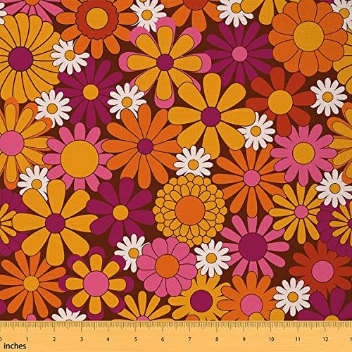 60s 70s Groovy Tissus au metre Vintage hippie fleurs décoration imperméable Tissu extérieur...
