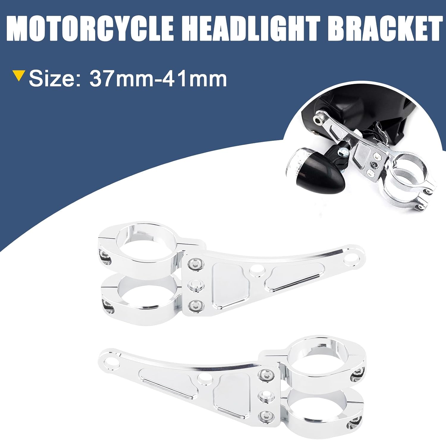 37-41mm Motorcycle Fork Headlight Bracket CNC Chrome Headlamp Mount Brackets For Harley Indian Victory Honda Yamaha Kawasaki Suzuki Ducati Cafe Racer Chopper Bobber