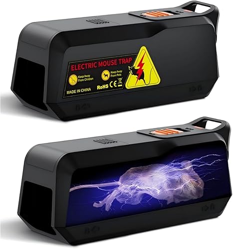 Paquete de 2 trampas eléctricas para ratones con voltaje potente, trampas electrónicas eficaces para ratones en interiores para el hogar,
