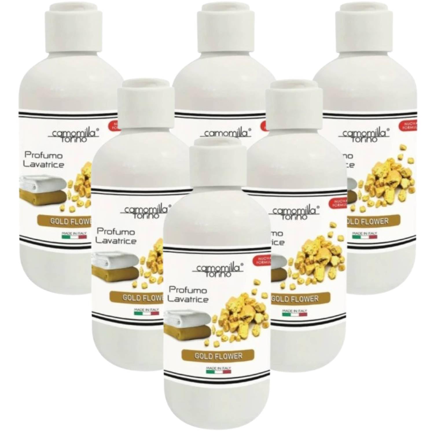 Camomilla Torino Profumo Concentrato Per Lavatrice Varie Fragranze 250 Ml (6 Unità, Gold Flower)