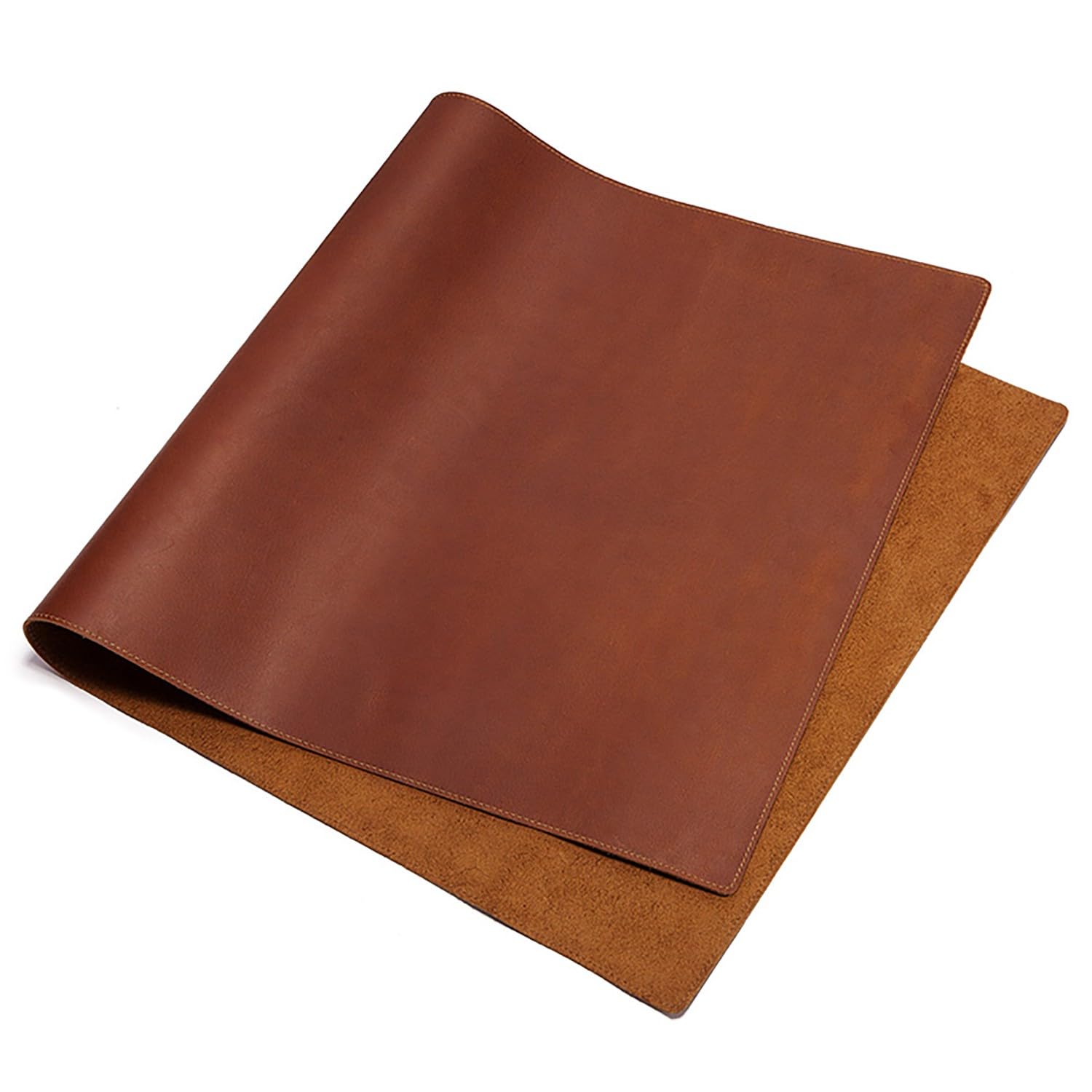 Leder-Schreibtischunterlage, Schreibtischunterlage aus echtem Leder, dick, rutschfest, genähte Linie, Laptop-Unterlage, mehrere Größen, mehrfarbig(Bruin,80x50cm)