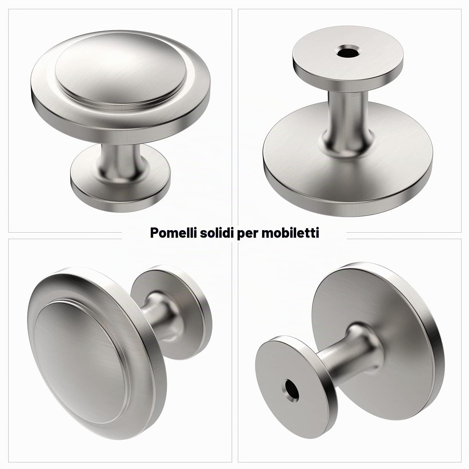 Amerdeco 20 pezzi Pomelli per Mobili Nickel rotto per Mobili da Cucina Pomelli Acciaio Inox per Mobili Rotondo maniglie con vite pomelli per cassetti