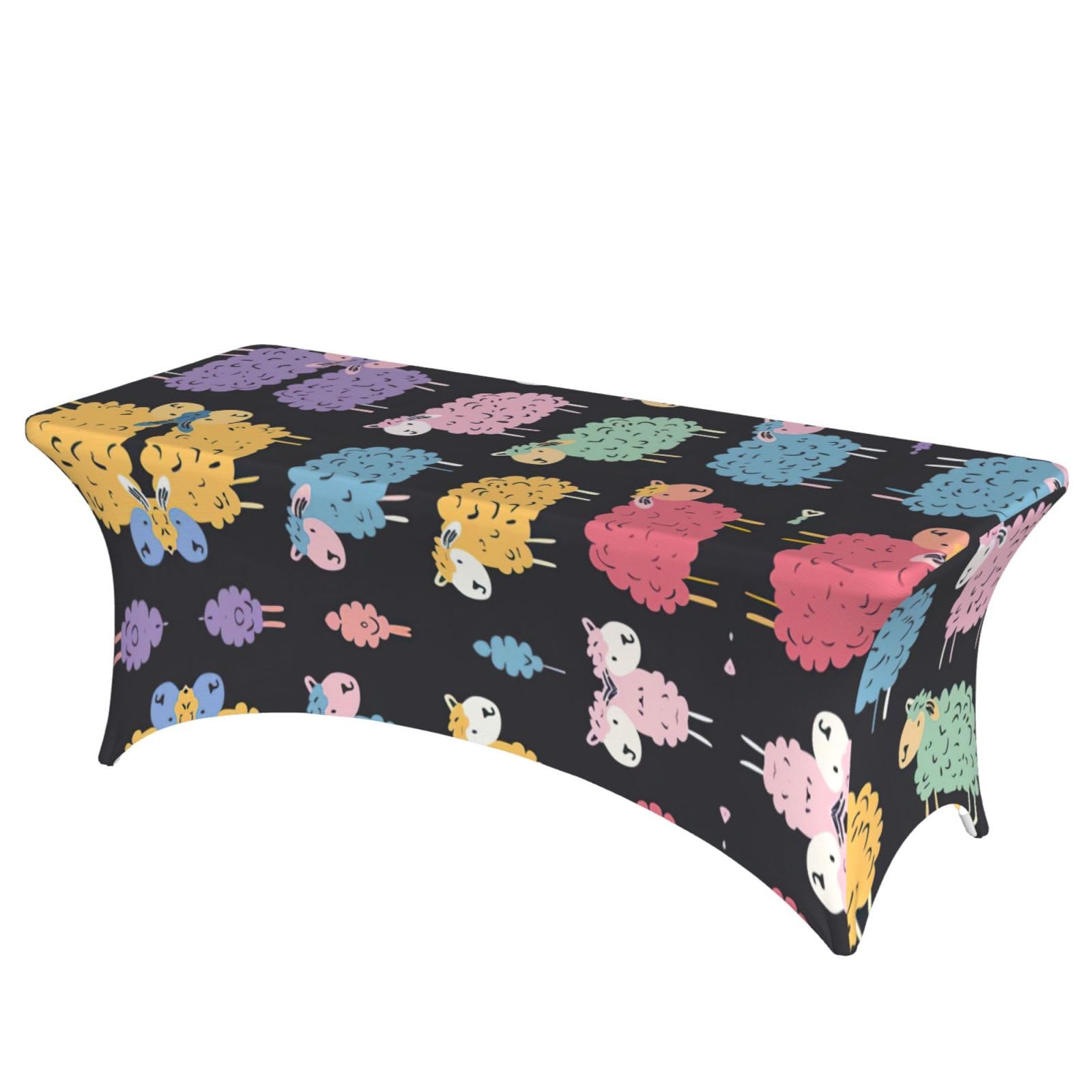 Nappe extensible élasthanne 1m80 motif mouton coloré pour fête et banquet